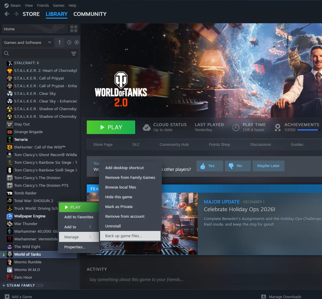 بکاپ گیری فایل های استیم